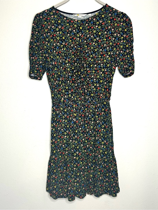 Boden Dresses & Skirts - Boden Size 8 Black Mini Dress with Red, Yellow, Blue & Green Floral Print